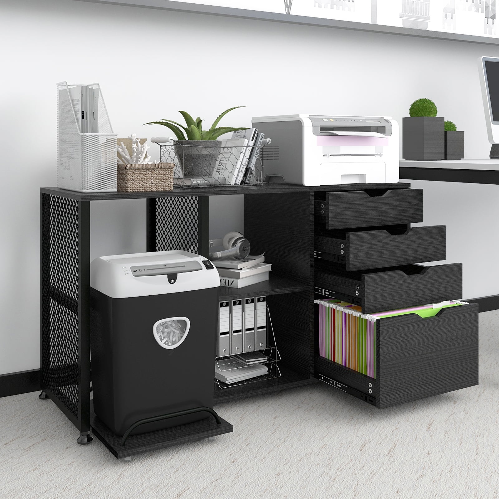 Natwind Mobile File with 4 Drawers, Printer Stand with 3 Open