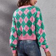 thumbnail image 4 of Women Long Sleeves Open Front Printed Button Down Knitted Sweater V Neck Fashionable Short Coat Outwear, 4 of 6