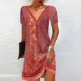 thumbnail image 2 of JINMGG Summer Dresses 2024, Dresses for Women 2024 Women's Fashion V-Neck Short Sleeved Printed Pullover Dress Red L, 2 of 6
