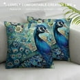thumbnail image 3 of COMIO Teal Peacock Throw Pillow Covers, Watercolor Blue Teal Vintage Turquoise Peacock Gifts  Decoration Pillowcases Home Sofa Couch Bed Decor Square Pillow Cases  22x22in, 3 of 5