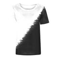 thumbnail image 4 of TKLPEHG Womens Tops Trendy Short Sleeve T Shirts Crew Neck Color Block Patchwork Graphic Tee Summer Fashion Casual Loose Comfy Outfits (White,XXL), 4 of 4