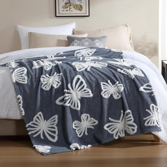 ClevaHome Super Soft Butterfly Pattern Throw Blanket - Ultra Cozy Warmth, Plush Fleece for All Seasons, Decorative and Comfortable, 60x80 inches