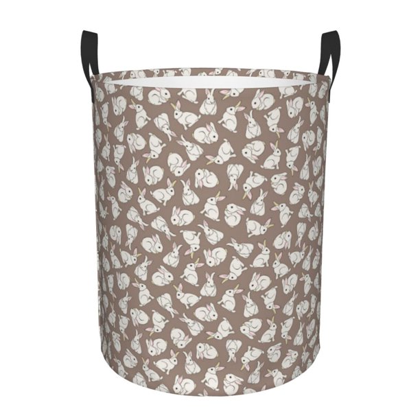 Balery Cute Rabbit Cesta de ropa redonda con asas, impermeable, independiente, para ropa, juguetes, dormitorio y familia-Small