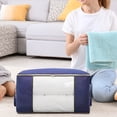 thumbnail image 1 of Fiudx Bolsa de Almacenamiento Visual Azul, Bolsa de Tela No Tejida para Clasificar Colchas, Organizador de Ropa a Prueba de Polvo, Solución de Almacenamiento para Viajes En Casa, Juego de 3, 1 of 5
