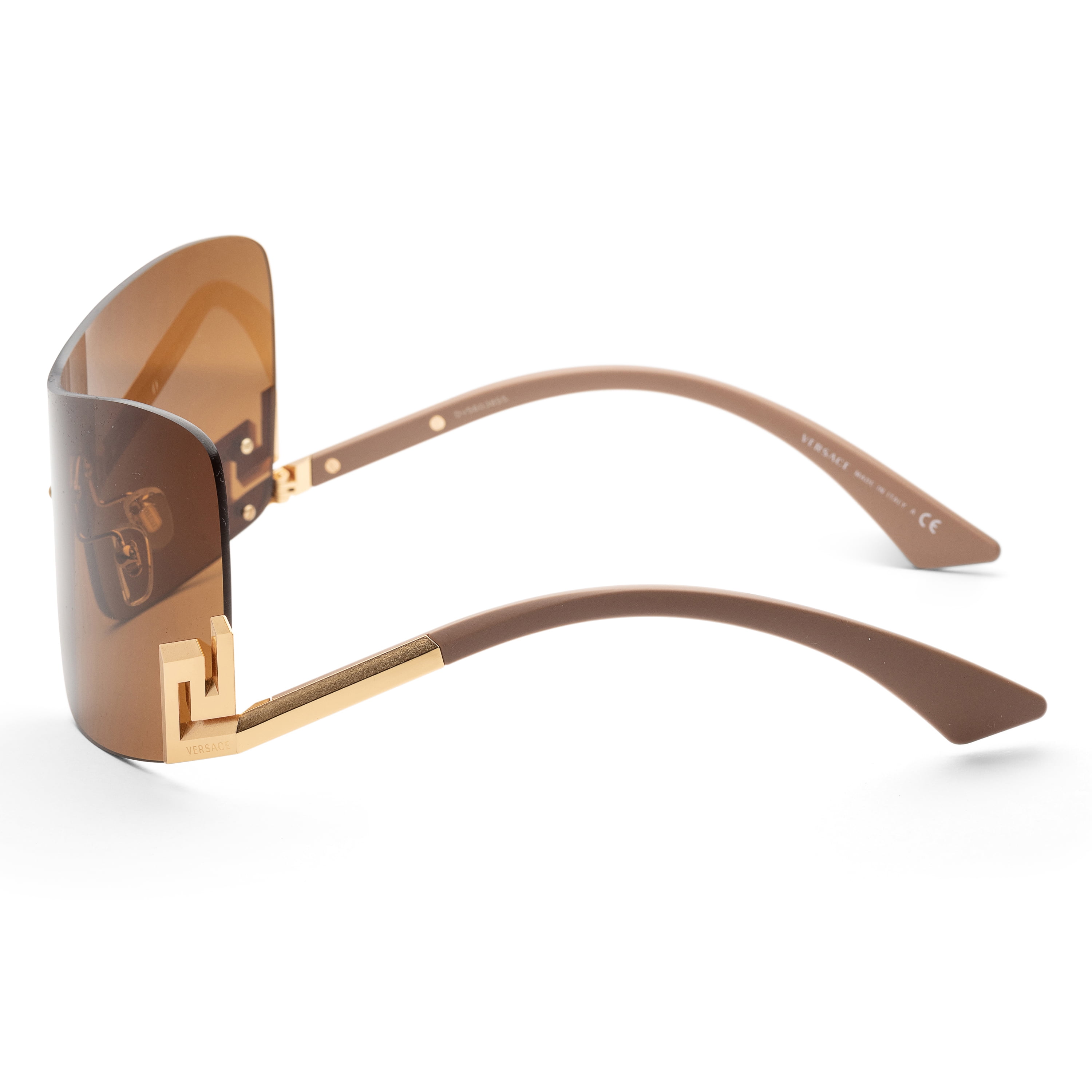 Versace VE 2240 Metal Womens Shield Sunglasses Mirror Gold