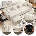 thumbnail image 5 of Timbernest 89" Pull Out Sofa Bed King Size, 3 in 1 Convertible Sleeper Sofa, Velvet Chaise Lounge, Tufted 3-Seater Chesterfield Sofa with Movable Ottoman and Rolled Arm, Beige, 5 of 13