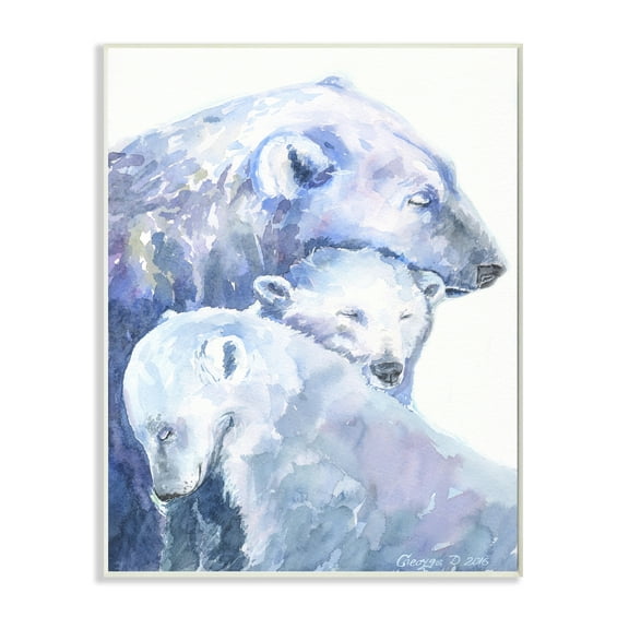 Stupell Industries Polar Bear Family Arctic Hug Portrait Animals & Insects Painting Unframed Art Print Wall Art, 13 x 19
