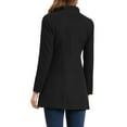 thumbnail image 3 of INSPIRE CHIC Women's Lapel Collar Buttoned Outwear Elegant Work Notch Trench Winter Coat 2XL Black, 3 of 7