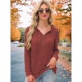 thumbnail image 6 of Hoodies Long Sleeve V-Neck Casual Sweatshirts Fall Outfits Pullover Winter Clothes Wine Red L, 6 of 7
