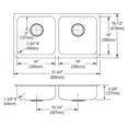 thumbnail image 2 of Elkay Lustertone Classic Stainless Steel 31-3/4" x 16-1/2" x 5-3/8", Equal Double Bowl Undermount ADA Sink, 2 of 2