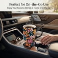 thumbnail image 5 of Topadorn Bold Watercolor Floral Ceramic Travel Mug, 17oz, Multicolor Flower Print on Black, Spill-Resistant Lid, Microwave & Dishwasher Safe, Gift Boxed, 5 of 8