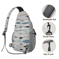 thumbnail image 4 of Funny Nautical Shark and Marine Life Cartoon Pattern Lightweight Travel Sling Backpack Durable Multipurpose Crossbody Bag for Hiking Beach and Daily Use, 4 of 6