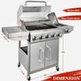 thumbnail image 3 of Frizi 68,000 BTU 5-Burner Propane Gas Grill with Side Burner, Stainless Steel Outdoor BBQ Grill with 647 sq.in Cooking Area, Warming Rack, and Food Clip, 3 of 8