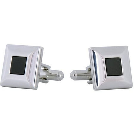 Cuff Daddy Rhodium Silver Classic Blacks Cufflinks