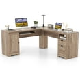 thumbnail image 1 of Gymax 66 Inch L-Shaped Computer Desk Spacious Corner Desk w/ Drawers & Cabinet, 1 of 10
