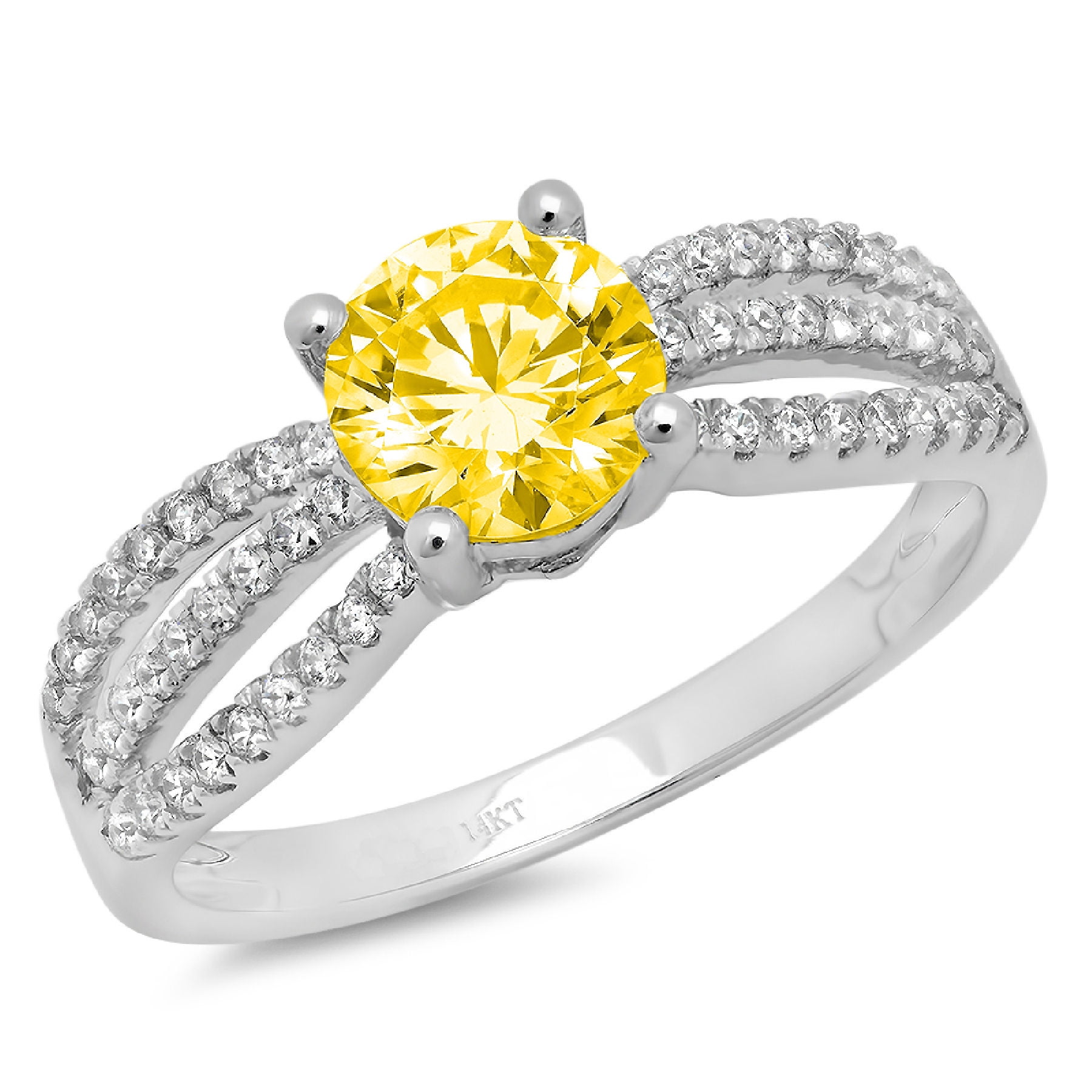 3.0 ct Round Cut Canary Yellow Simulated Diamond Classic Wedding Engagement Bridal Promise Designer Ring Solid 14k Rose Gold