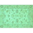 thumbnail image 1 of Ahgly Company Machine Washable Indoor Rectangle Oriental Turquoise Blue Traditional Area Rugs, 5' x 8', 1 of 4