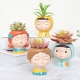 thumbnail image 4 of Enamel Flowerpot Cute Cartoon Girl Succulent Plant Flowerpot Desk Handicraft Bonsai Decoration, 4 of 7