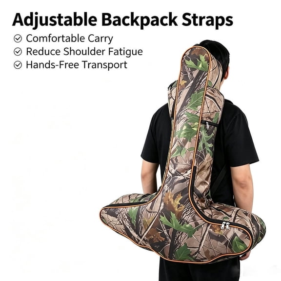 Padded Crossbow Soft Case, Camo Archery Crossbow Backpack Carrier Bag with Accessory Storage Pockets for Hunting Outdoor Shooting