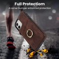 thumbnail image 3 of Allytech Finger Ring Wallet Case for iPhone 11 with Card Slots, PU Leather Minimalist Ring Stand Case Slim Protective Cover for Apple iPhone 11,Coffee, 3 of 8