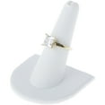 thumbnail image 2 of Plymor White Faux Leather Ring Finger Display, Single on U-Shaped Base, 2" W x 2" D x 2" H (Pack of 6), 2 of 2