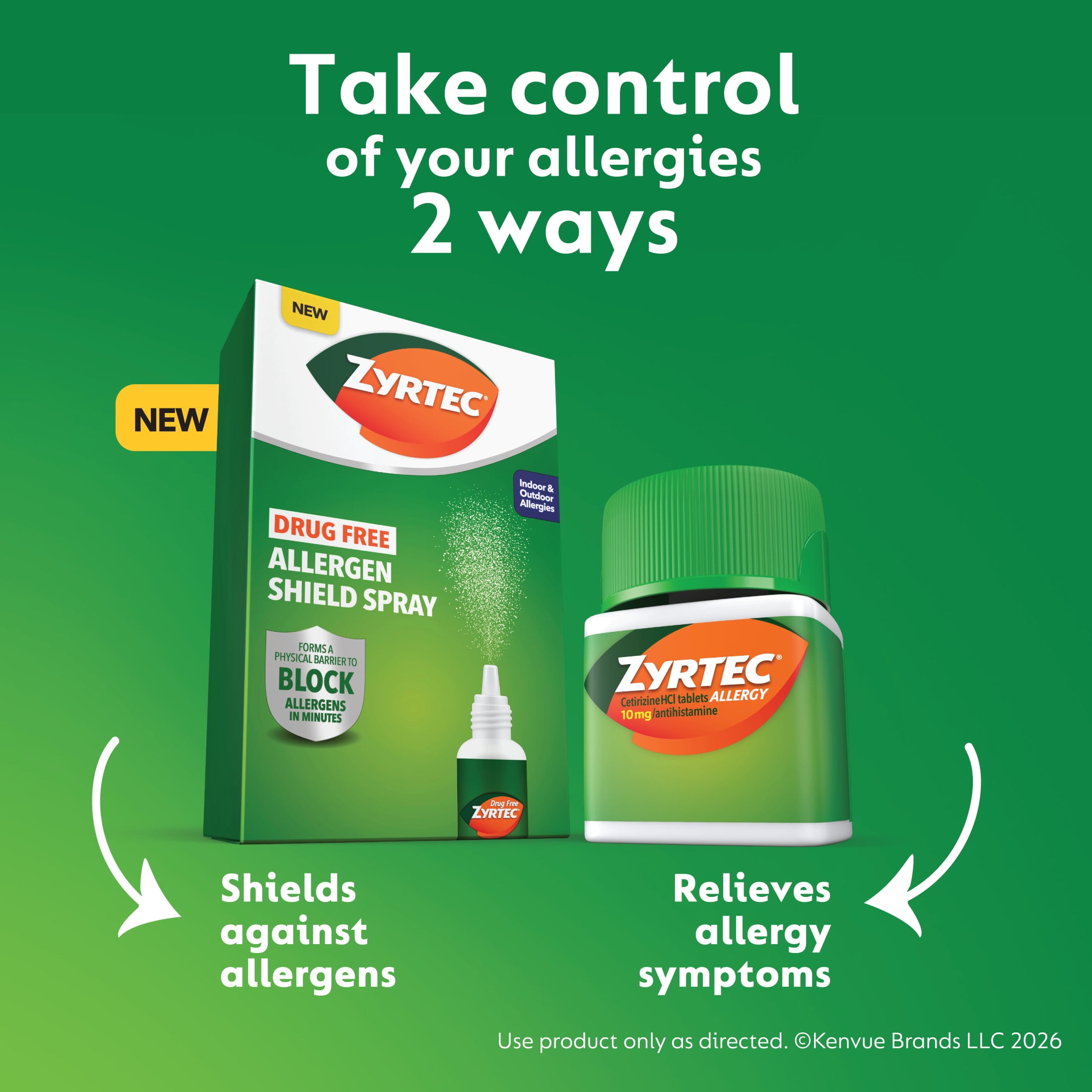 Zyrtec Allergen Shield Spray, allergen defense nasal spray, up to 100 Sprays, 300mg