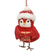 Holiday Time Holly Holidays Red Bird with Adorable Hat and Giftbox Decorative Hanging Figurine Accents Ornament
