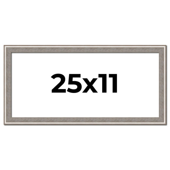 25x11 Frame Grey Real Wood Picture Frame Width 1.25 inches | Interior Frame Depth 0.5 inches | Hans