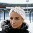 thumbnail image 2 of Unique Bargains 1 Pc Women's Warm Headband Cable Winter Ear Warmer Knit Cross Head Wraps White Colorful, 2 of 6