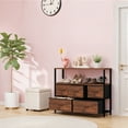 thumbnail image 3 of Small TV Stand, Brown Dresser TV Stand for Bedroom, Entertainment Center for 45 Inch TV with Drawers, Fabric, Adjustable Feet, Living Room, 3 of 8