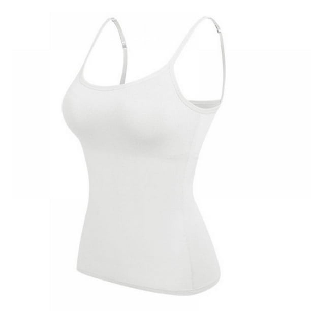 Womens Camisole with Shelf Bra Cotton Undershirts Adjustable Strap Camis Spaghetti Strap Tank