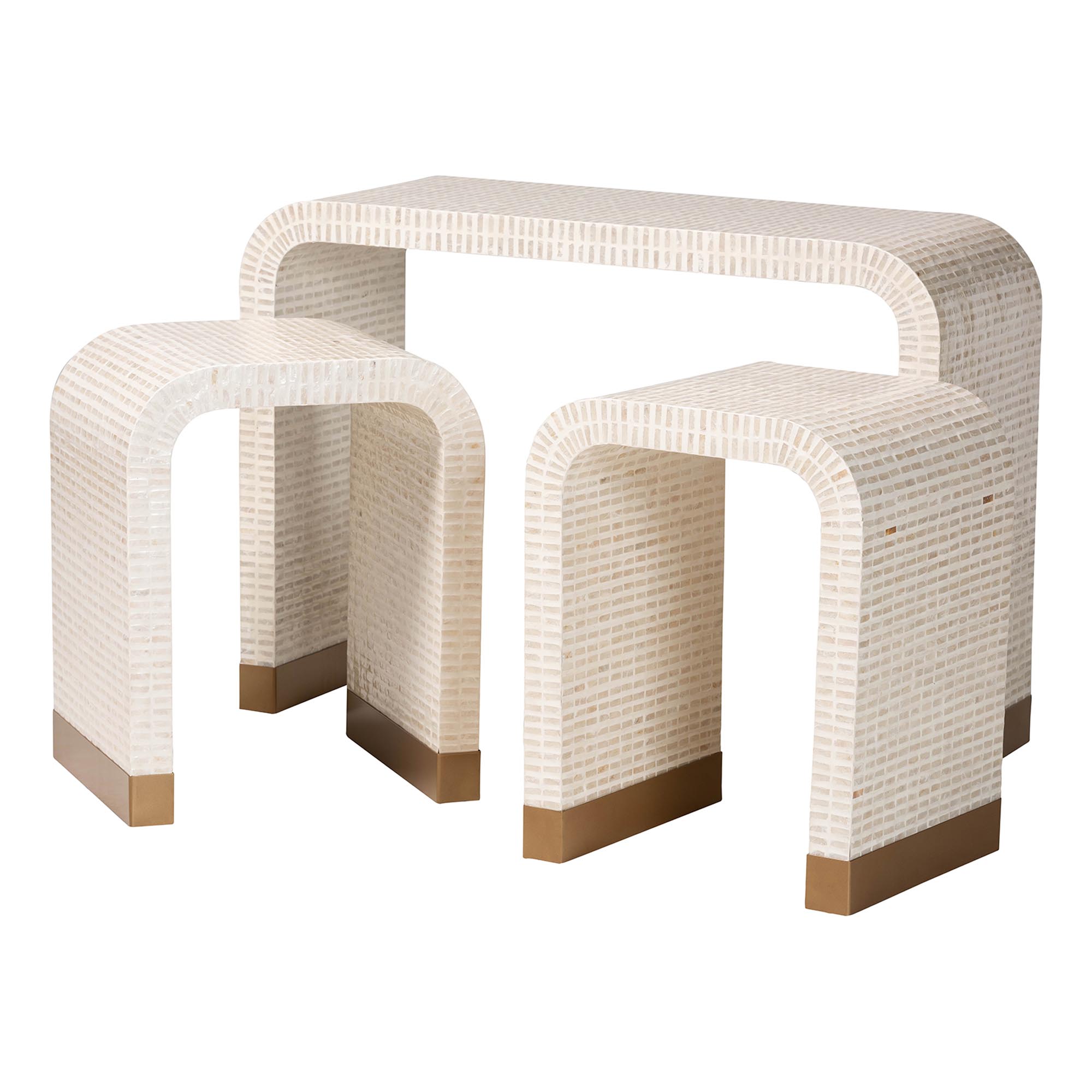 bali & pari Carlyn Coastal Accent Table Set, 3-Piece, Beige