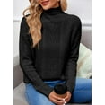 thumbnail image 5 of BERTHMEER Black Turtleneck Sweaters for Women Oversized Sweaters Cable Knit Sweaters Womens Turtle Necks Long Sleeve Pullover Wool Sweaters Tops Soft Sweaters, 5 of 6