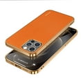 thumbnail image 1 of SaniMore for iPhone 14 Pro Max (6.7" 2022) Case, PU Leather Skin & Metal Bumper Shockproof PC Backplane, Wireless Charging Slim Magnetic Vintage Shell, Anti-drop Anti-scratch Cover, Orange, 1 of 11