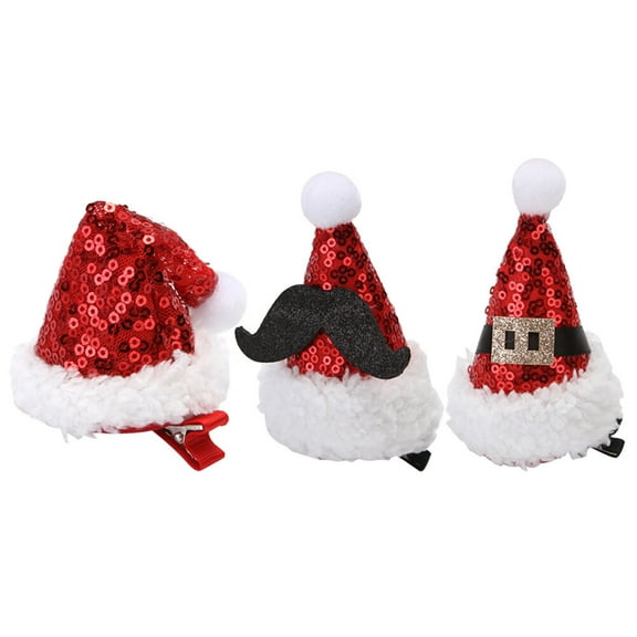 BESTYASH Mini Hat Hair Clips Christmas Decorative Hat Assorted Color 3Pcs