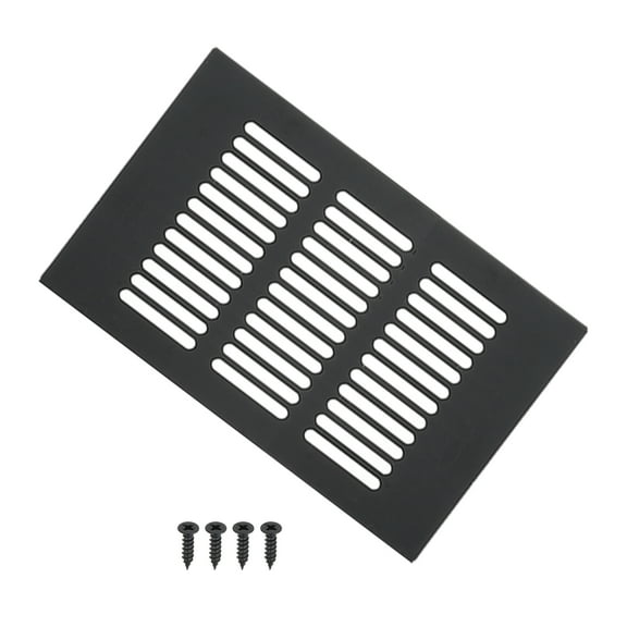 Uxcell 6"x4" Rectangle Air Vent Cover Door Grille Ventilation Cover Louvered with Screws for Cabinet Black