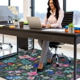 thumbnail image 5 of Office Chair Mat for Hardwood & Tile Floor,Boho Floral 36"x48" Office Computer Chair Mat for Rolling Chairs,Under Desk Non Slip Gaming Rug,Rubber Backing Large Low-Pile Carpet Protector Mat(Cyanblue), 5 of 6