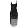 thumbnail image 4 of Fankiway Robe Décontractée Mode Femme Col en V Unie Slim à Sequins Manches Longues Robe de Plage Grande Taille, 4 of 8