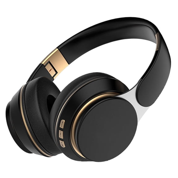 Wireless Bluetooth Over-Ear Headphones, Foldable Stereo Headset with Microphone, Deep Bass for Sports and Travel, Black
