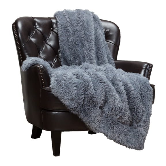 Chanasya Fuzzy Tusicon Faux Longfur Throw Blanket - Super Plush Cozy Warm Blanket for Sofa Chair Couch Bed and Living Room with Reverse Side Silky Velvet Mink Dark Gray Blanket (50"x65") Nimbus Cloud