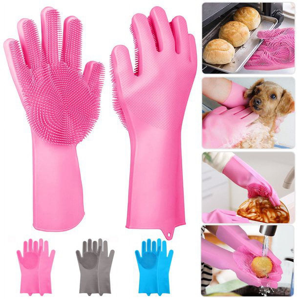 Starynighty 1Pair Dishwashing Cleaning Gloves Magic Silicone