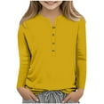 thumbnail image 2 of YLSDY Fashion Going Out Tops for Girls,Kids Casual Long Sleeve Solid Blouses Button Down Shirts Henley Neck Dressy Tunics Tops Yellow 11 Years, 2 of 6