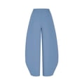 thumbnail image 5 of Yievot Cotton Linen Pants Women Wide Leg Barrel Pant Summer Casual Elastic Waisted Loose Trousers with Pockets, 5 of 8