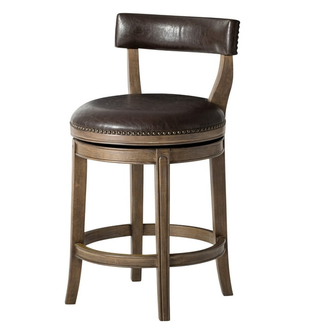 Maven Lane Alexander Tabouret de Comptoir, Fini Noyer avec Cuir Végane Marksman Saddle