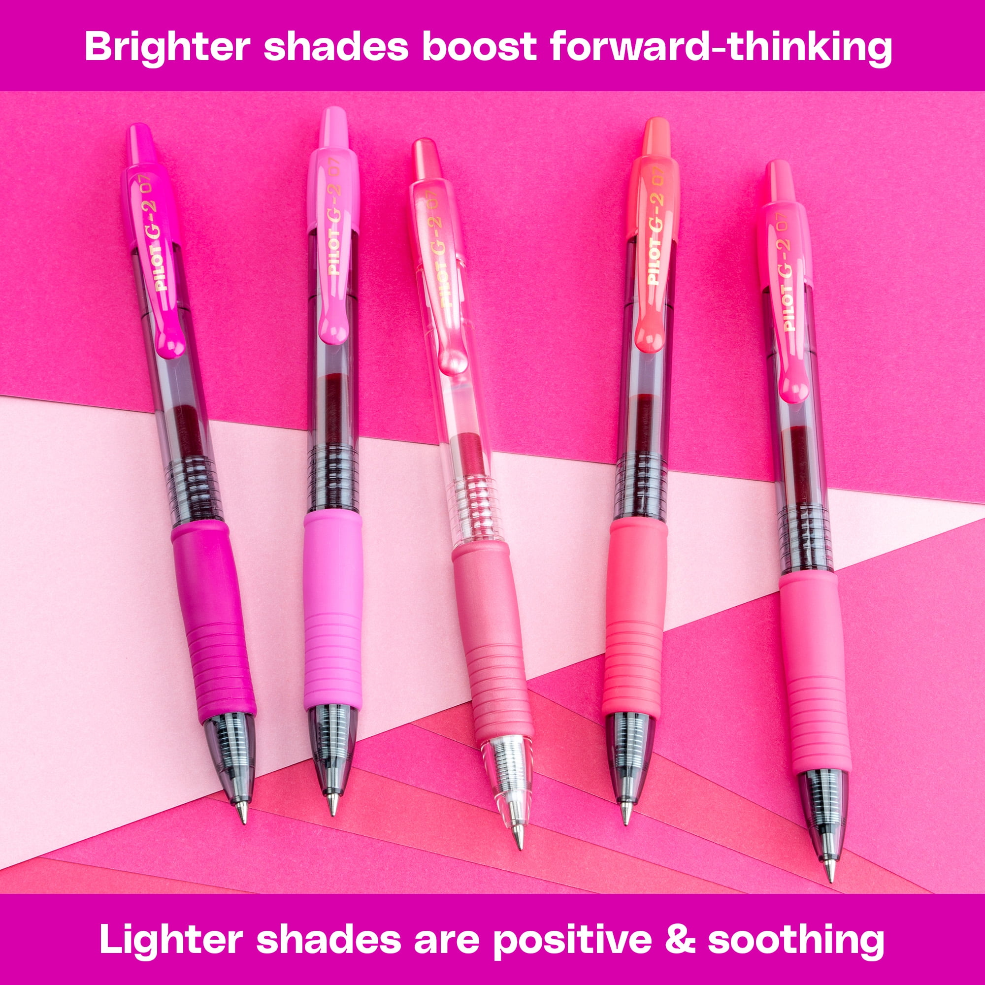 Pilot G2 Retractable Gel Pens, Pink Premium, 0.7mm Fine Point, Assorted Colors, 5 Count
