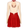thumbnail image 6 of ZDHoor Women Giltter Rhinestone Dance Dress Long Sleeve Figure Ice Skating Dance Leotard Dress Red-A XL, 6 of 7