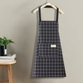 thumbnail image 5 of Kitchen Apron for Men and Women Oil-and-Water-Resistant with Adjustable Waist Ties, Lightweight with Front Large Pockets, Checkered (Black), 5 of 6