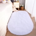 thumbnail image 6 of Softlife Cute Fluffy Oval Rug for Bedroom Soft Carpet, 2.6' x 5.3' , White, 6 of 8