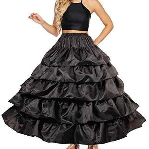 Women's Crinoline Petticoat 4 Hoop Skirt 5 Ruffles Layers Ball Gown Half  Slips Underskirt for Wedding Bridal Dress 