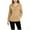 Khaki, variant on Women's Ribbed Hooded Shirt Lightweight Long Sleeve Button-Detail Pullover with Pockets Solid Color Casual Hoodie